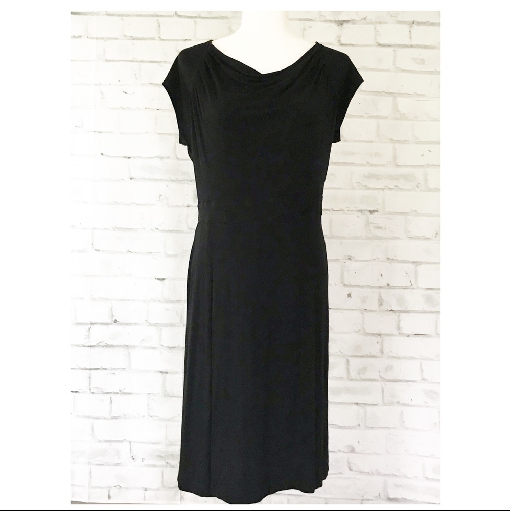 CAbi | Black Stretch Cotton Knee-length Cap Sleeve